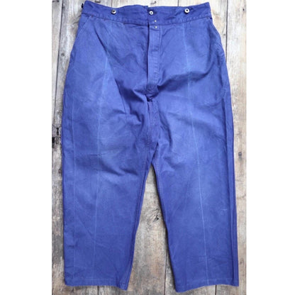 Vintage French workwear trousers - 1950s chore pants - indigo cotton twill - 37” x 26” - high waist