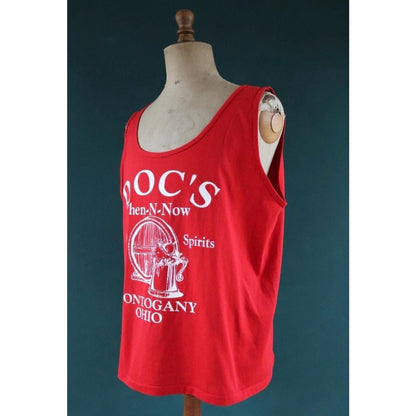 Vintage 1990s t shirt - red vest - Ohio bar pub print - cotton sportswear singlet - 48” chest
