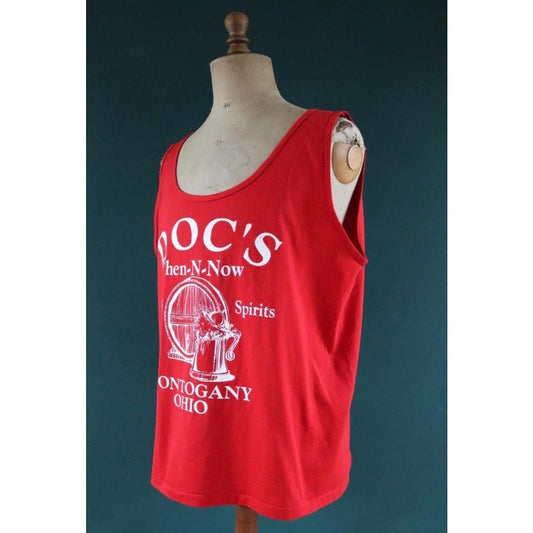 Vintage 1990s t shirt - red vest - Ohio bar pub print - cotton sportswear singlet - 48” chest