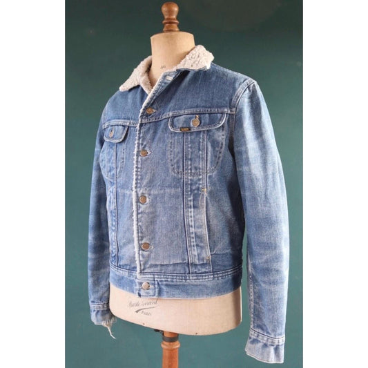 Vintage 1980s Lee denim jacket - sherpa lined Storm Rider - 44" chest - trucker workwear