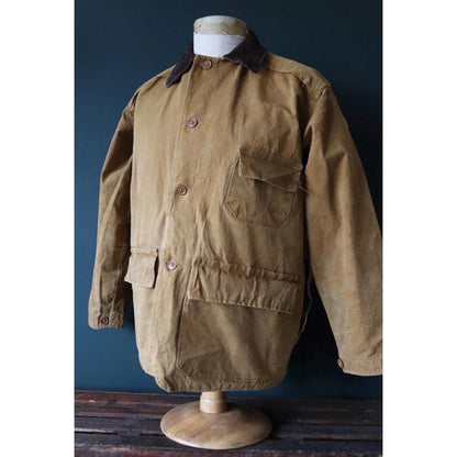 Vintage 1950s workwear jacket - Bullseye Bill hunting - tan brown duck cotton canvas - American chore - Talon zipper - 49” chest