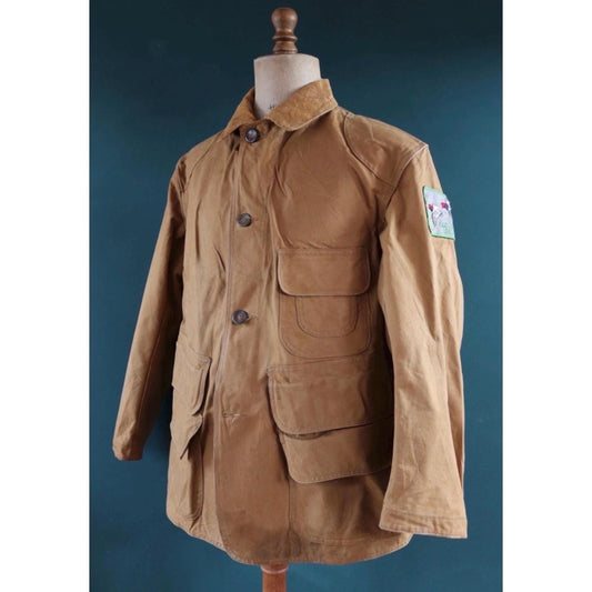 Vintage 1930s 40s workwear jacket - Red Head hunting - tin cloth duck cotton canvas - 47” chest - American chore