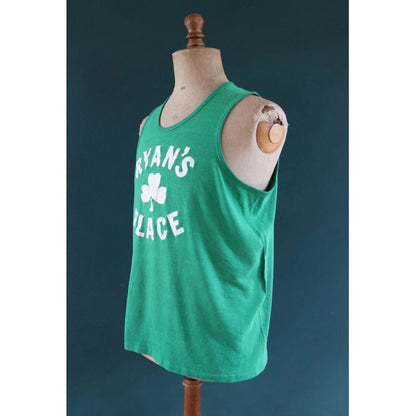 Vintage 1970s 80s Irish bar vest - green white sportswear singlet - 44" chest