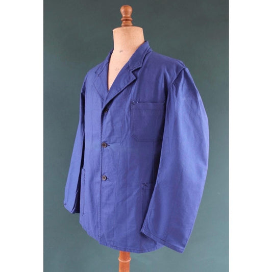 Vintage WW2 work jacket - 1940s deadstock - Swedish military hospital - indigo blue cotton twill workwear - 47” chest