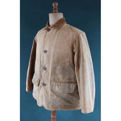 Vintage 1920s hunting jacket - tin cloth - duck cotton canvas - 48” chest - American workwear