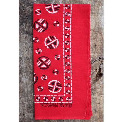 Vintage 1960s red bandana - printed cotton pocket square - workwear neckerchief - RN 14193