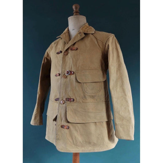 Vintage 1930s 40s hunting jacket - American workwear - Red Head - tin cloth duck cotton canvas - 42” chest