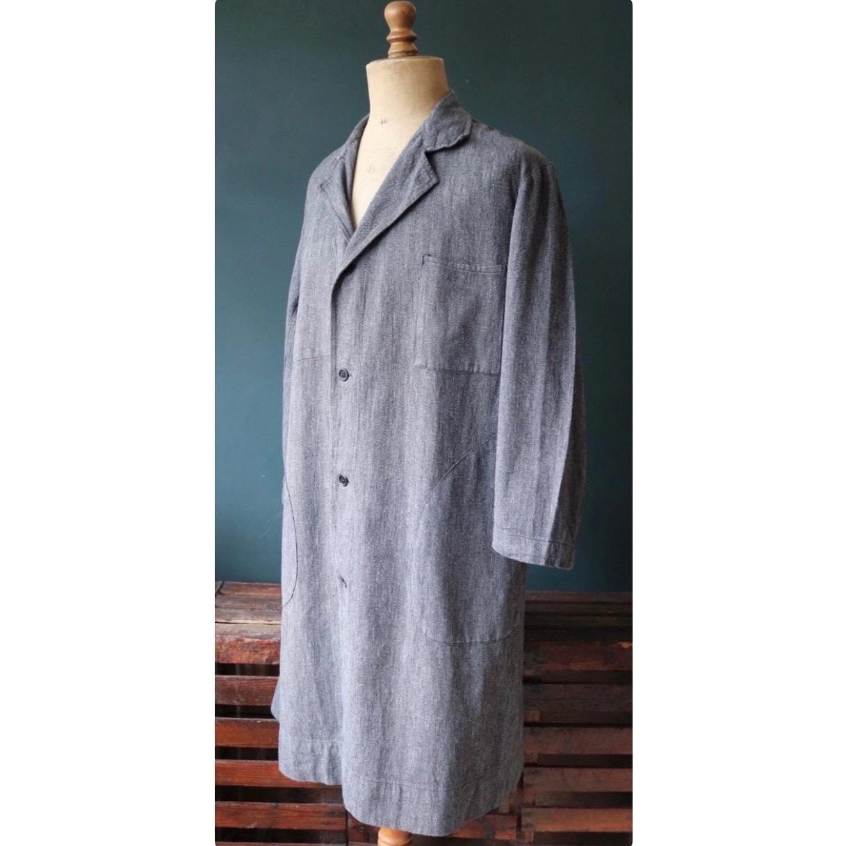 Vintage French workwear jacket - 1950s 60s coat - salt pepper grey factory overalls - 49” chest