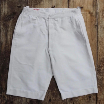 Antique Belle Jardiniere - vintage French shorts - 1910s white cotton workwear - 28” x 11”