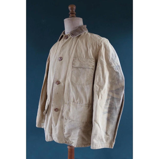 Vintage 1950s 60s hunting jacket - American Field Hettrick - tan brown duck cotton canvas workwear - 49” chest