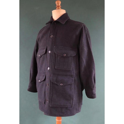 Vintage 1970s CC Filson wool workwear shirt - cruiser hunting jacket - blue CPO - 47” chest - camping