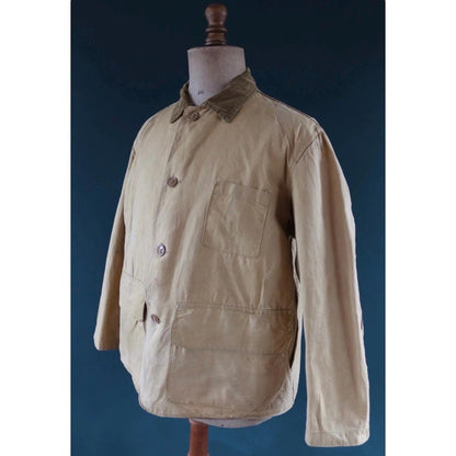 Vintage 1950s 60s hunting jacket - American workwear - tan brown duck cotton canvas - 47” chest