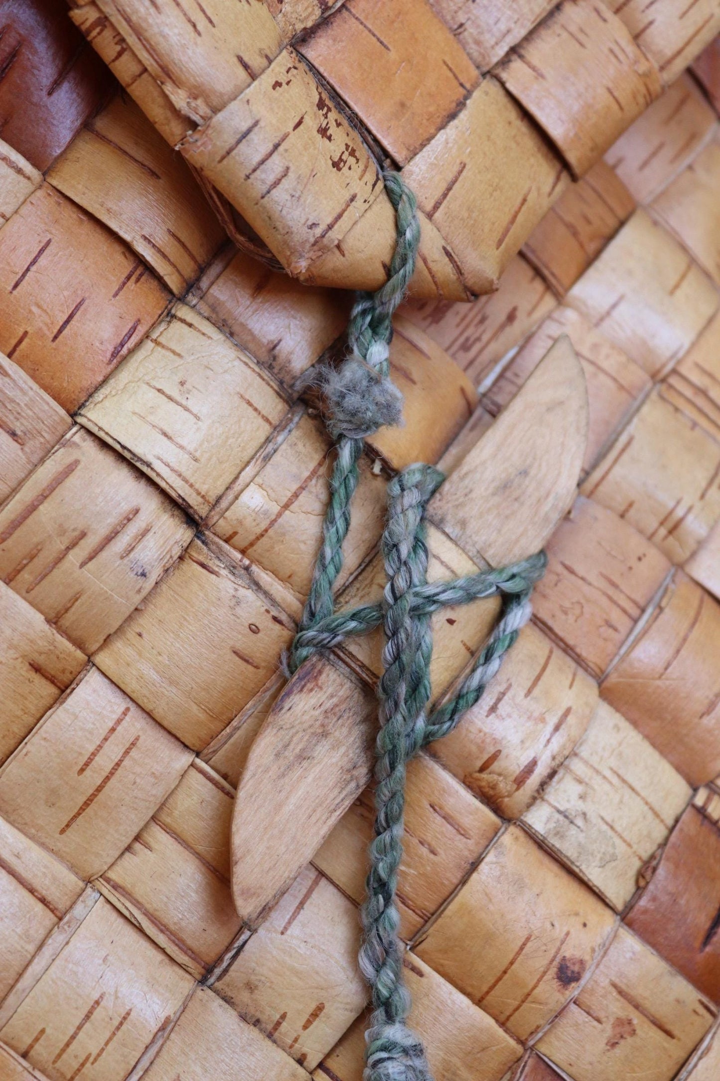 Vintage Swedish woven birch bag - birch bark rucksack - folk art - traditional weaving