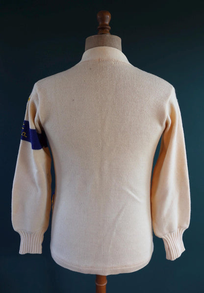 Vintage 1960s wool cardigan - varsity sweater - chenille patch - 38” chest