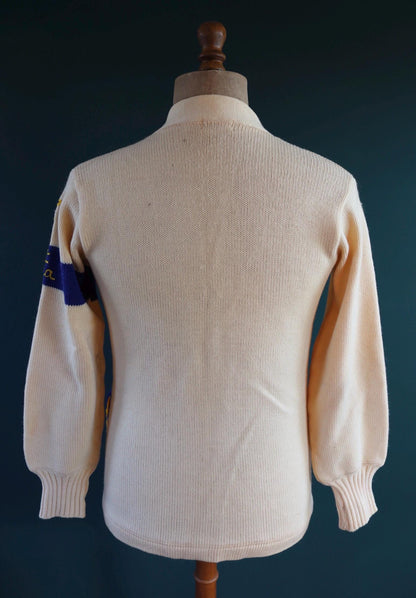Vintage 1960s wool cardigan - varsity sweater - chenille patch - 38” chest