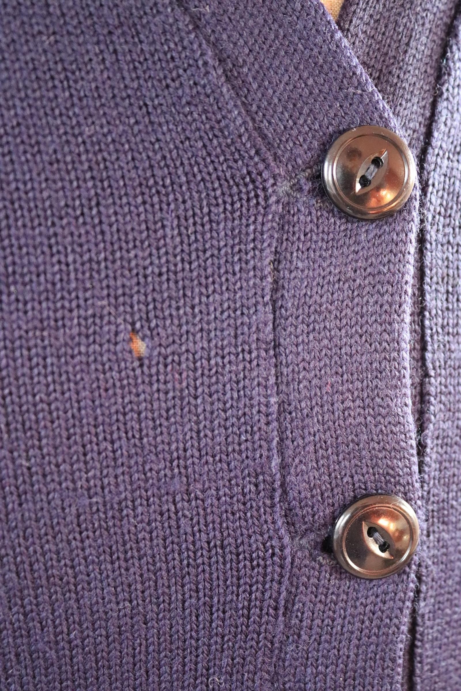 Vintage 1960s varsity sweater - chenille patch - knitted cardigan - 38” chest