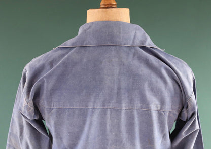 Vintage French workwear smock - 1930s chore shirt - sun faded indigo blue cotton - 40” chest