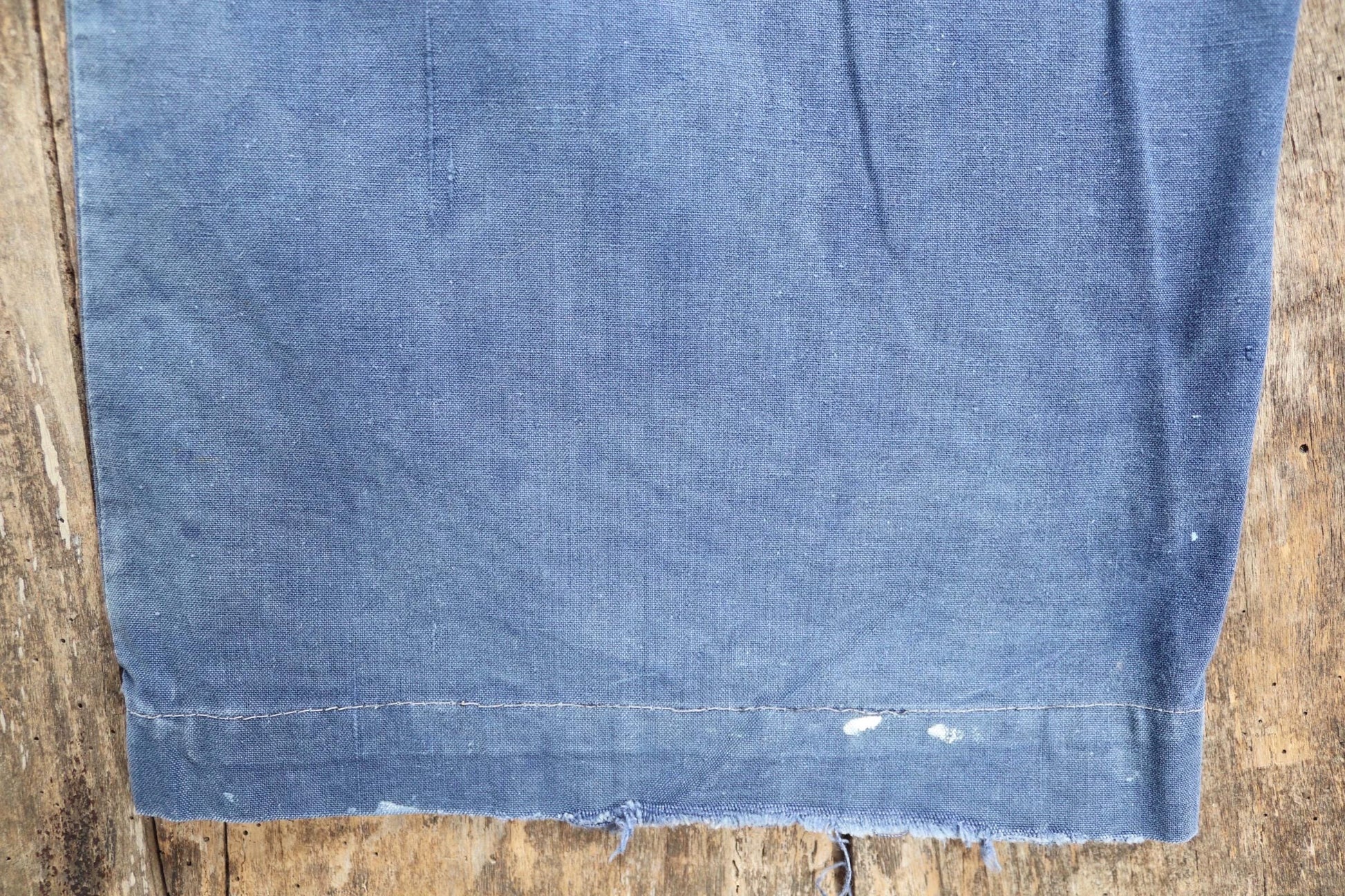 Vintage French workwear trousers - 1930s chore pants - sun faded blue cotton - 34” x 29”