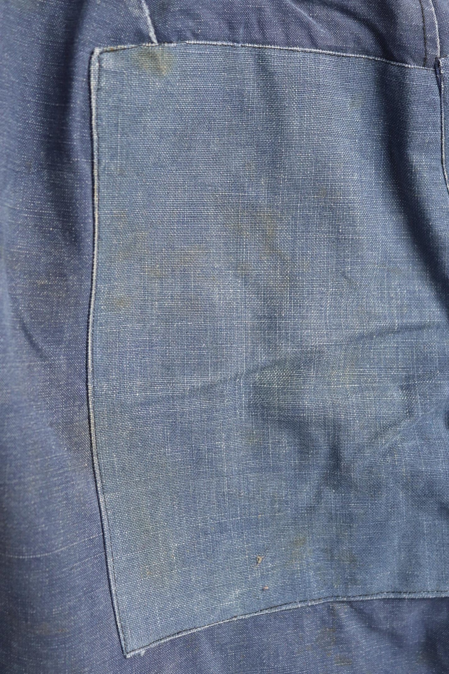 Vintage French workwear trousers - 1930s chore pants - sun faded blue cotton - 29” x 30”