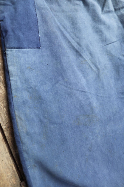 Vintage French workwear trousers - wide leg - 1930s chore pants - sun faded blue cotton - 34” x 25”