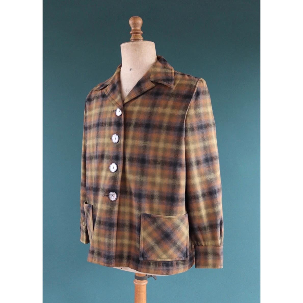Vintage women’s Pendleton 49er jacket - autumn colours - 1950s plaid wool - 48" chest