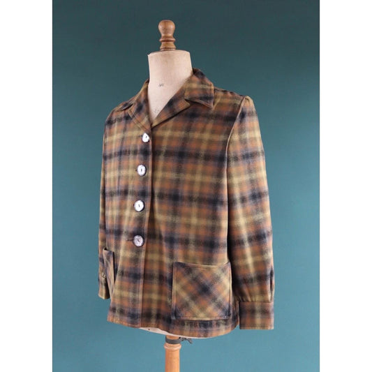 Vintage women’s Pendleton 49er jacket - autumn colours - 1950s plaid wool - 48" chest