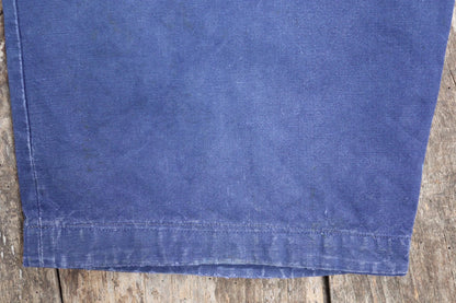 Vintage French workwear trousers - wide leg - 1930s chore pants - sun faded blue cotton - 34” x 27”