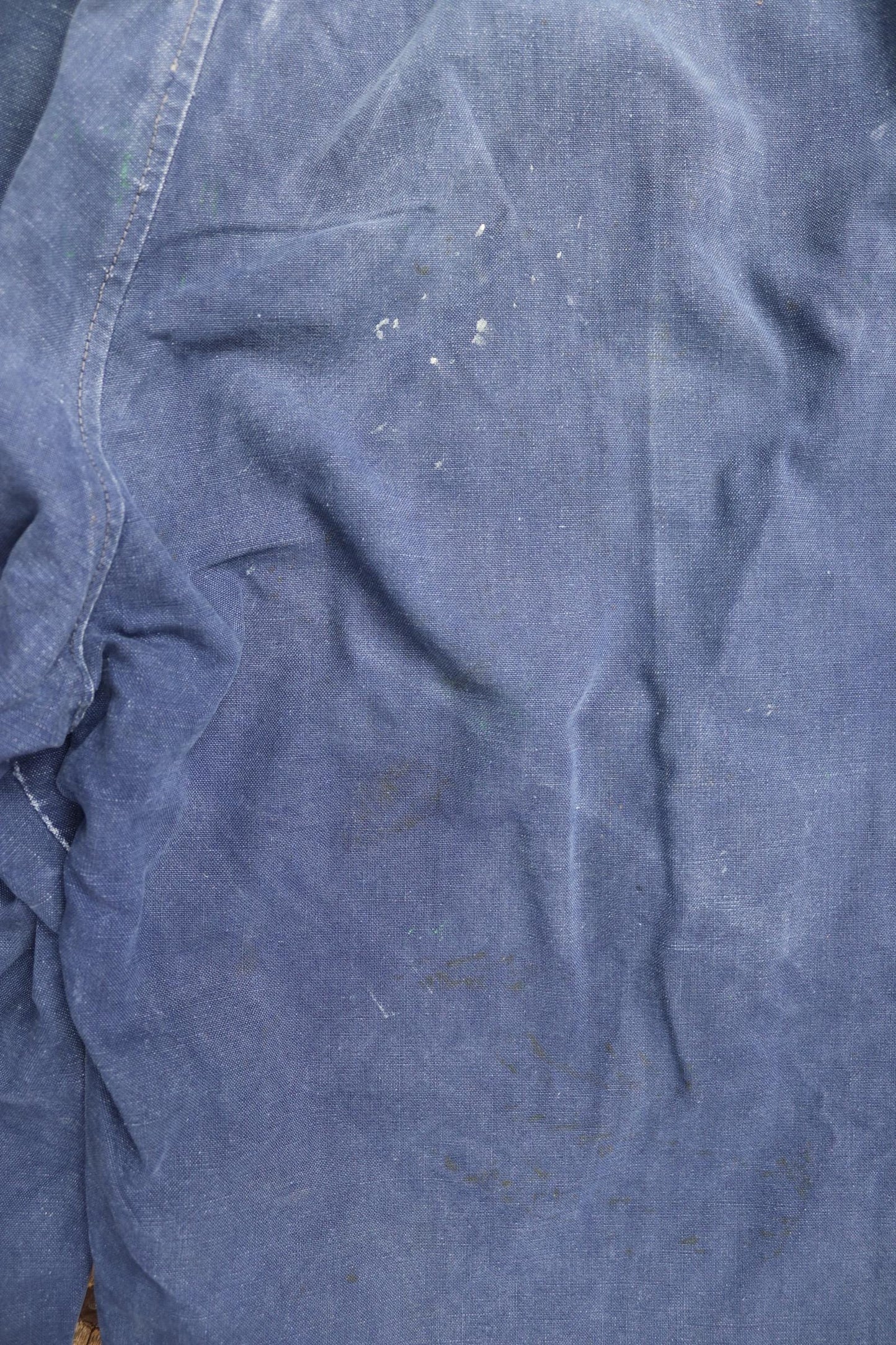 Vintage French workwear trousers - wide leg - 1930s chore pants - sun faded blue cotton - 34” x 27”