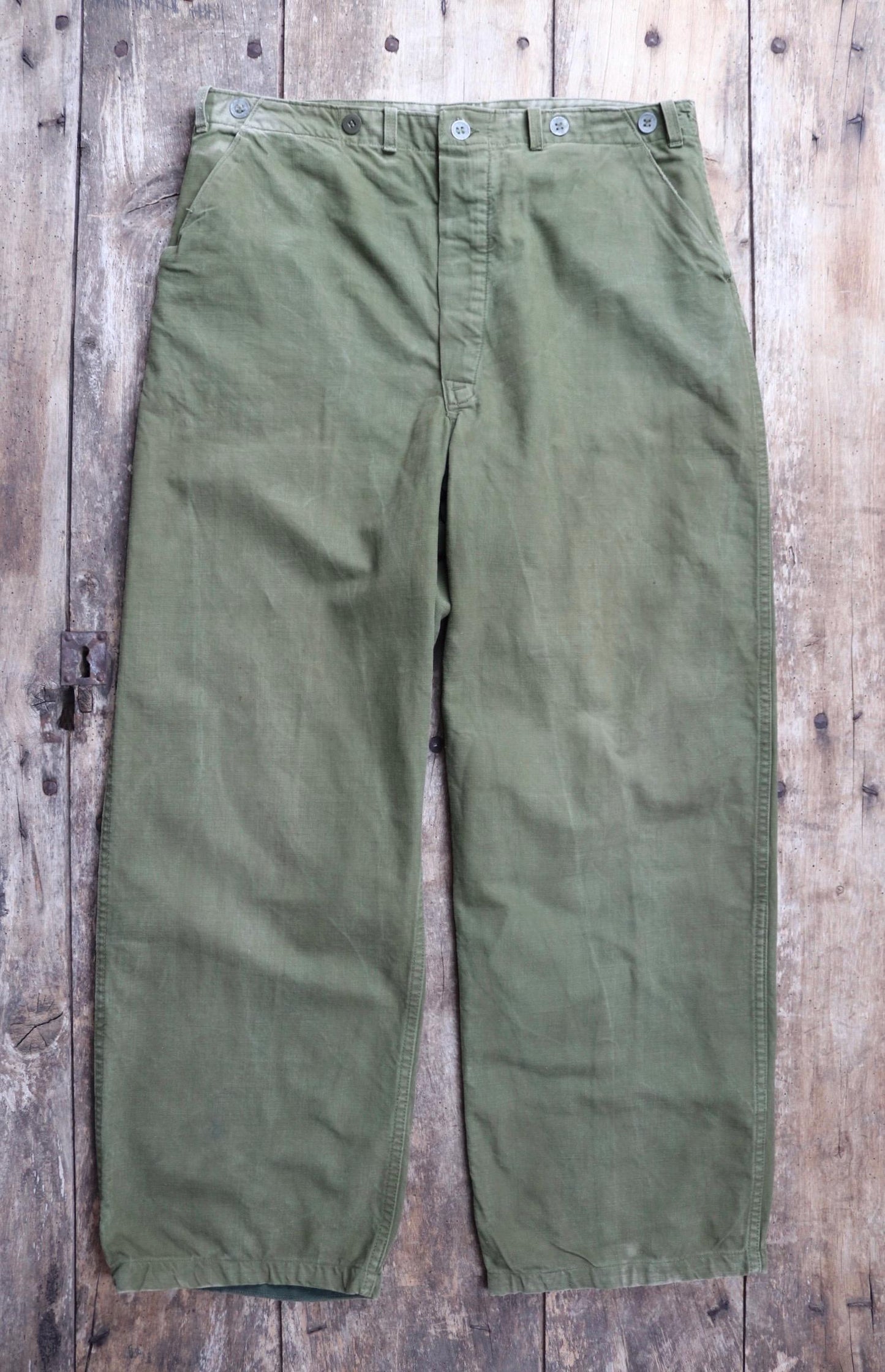Vintage Swedish workwear trousers - utility chore pants - buckle back - 36” x 30”