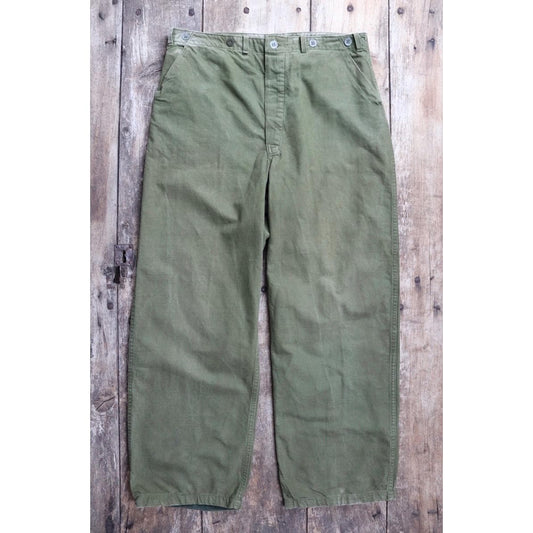 Vintage Swedish workwear trousers - utility chore pants - buckle back - 36” x 30”