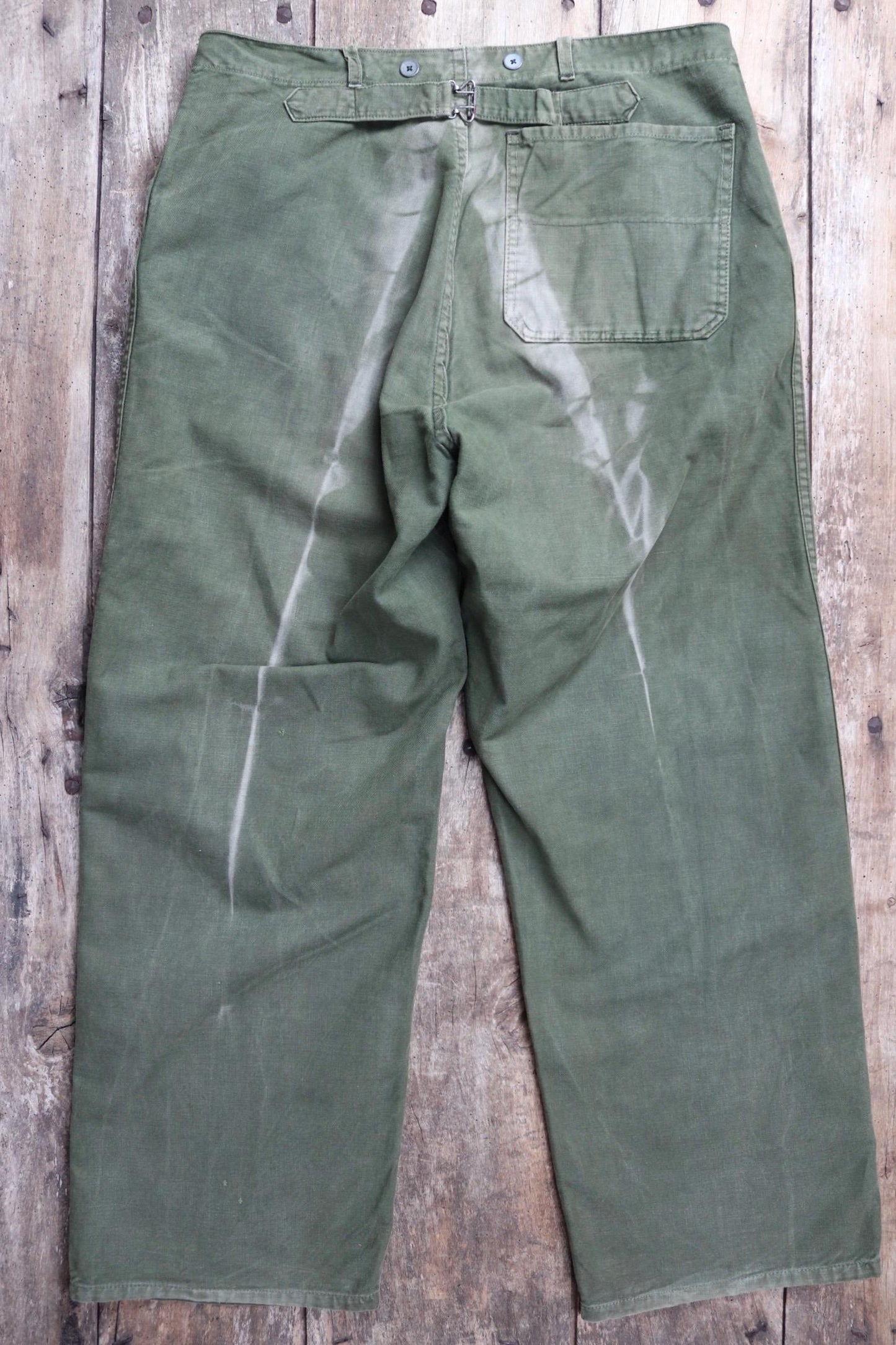 Vintage Swedish military workwear trousers - buckle back - utility pants - 36" x 31"