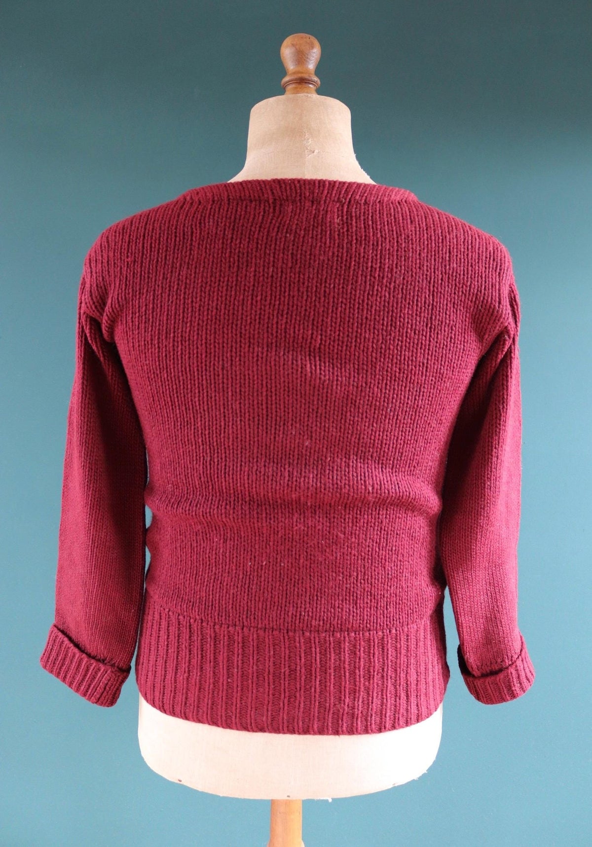 Vintage 1930s varsity sweater - burgundy wool jumper - antique knitwear - 34” chest