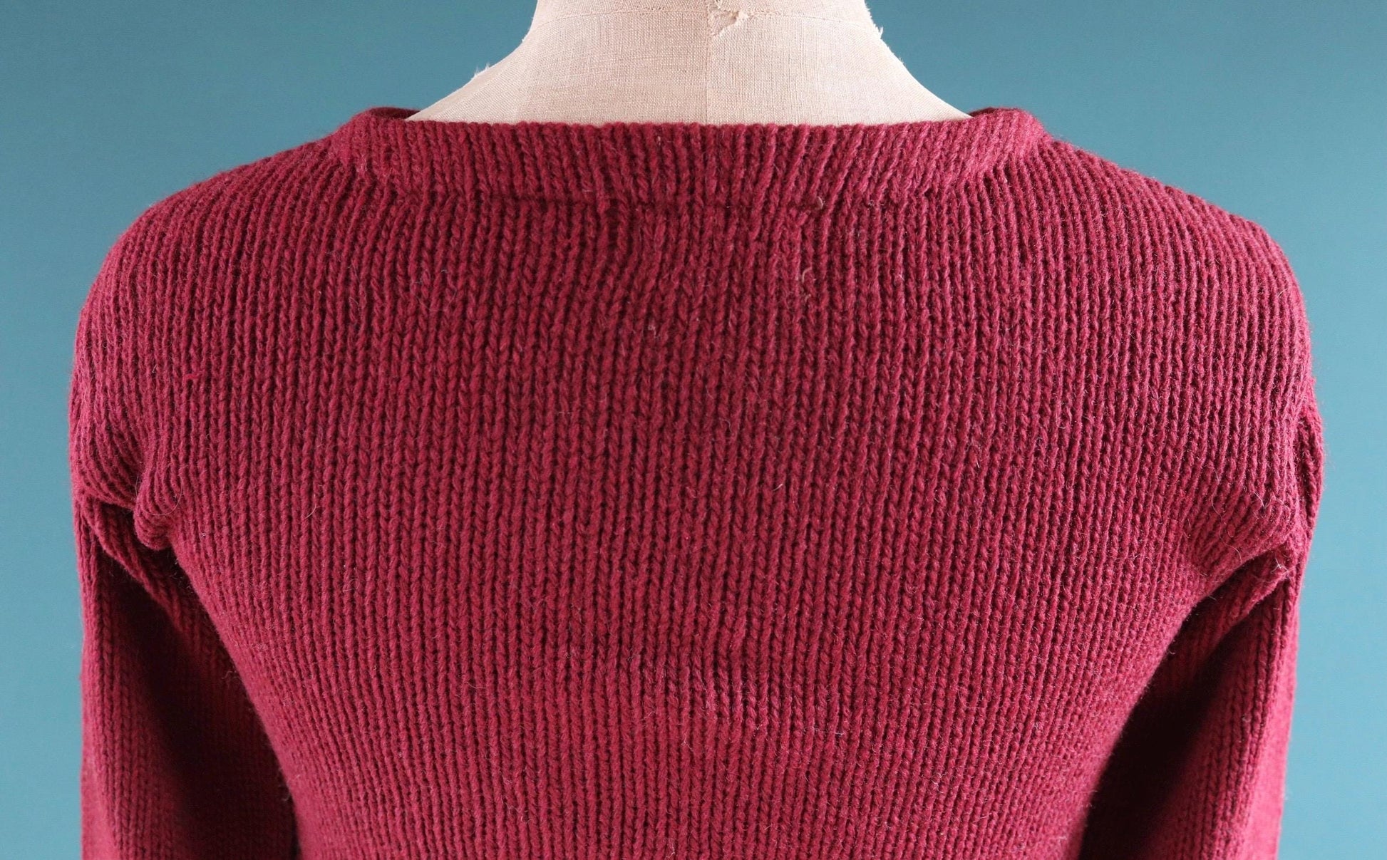 Vintage 1930s varsity sweater - burgundy wool jumper - antique knitwear - 34” chest