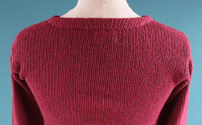 Vintage 1930s varsity sweater - burgundy wool jumper - antique knitwear - 34” chest