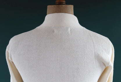 Vintage 1960s acrylic varsity sweater - Ivy League style - white cardigan - knitwear - 38” chest