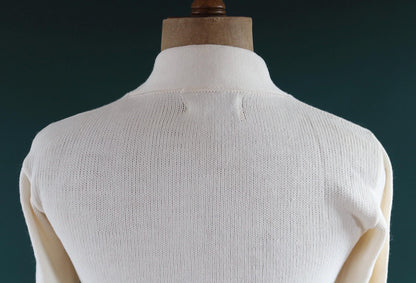 Vintage 1960s acrylic varsity sweater - Ivy League style - white cardigan - knitwear - 38” chest