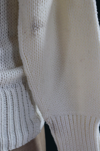 Vintage 1960s varsity sweater - white knitted jumper - Ivy League style - 38” chest