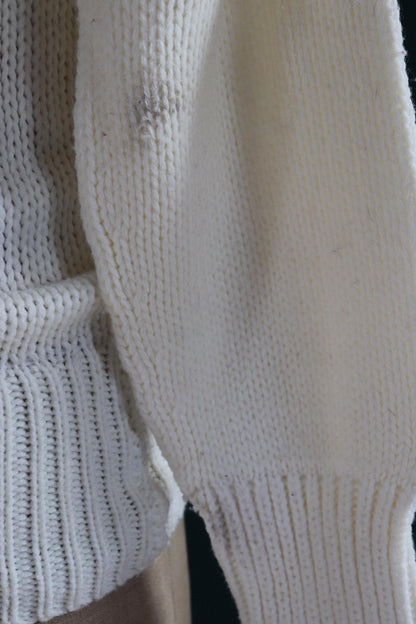 Vintage 1960s varsity sweater - white knitted jumper - Ivy League style - 38” chest