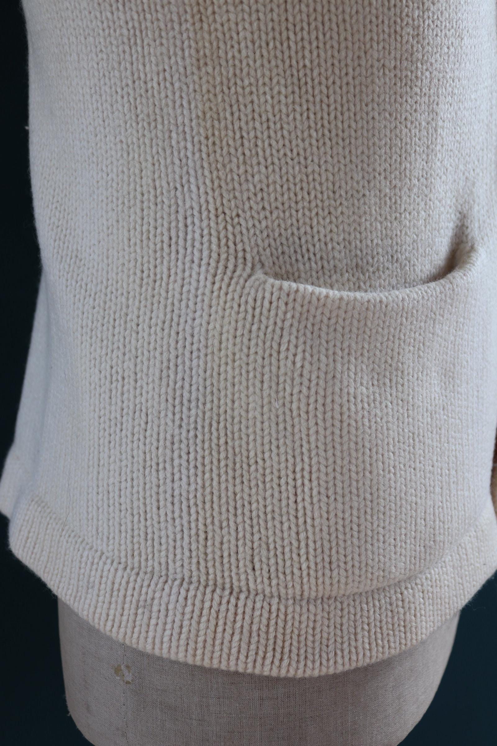 Vintage wool college sweater - 1960s knitted cardigan - original Ivy jumper - 39” chest