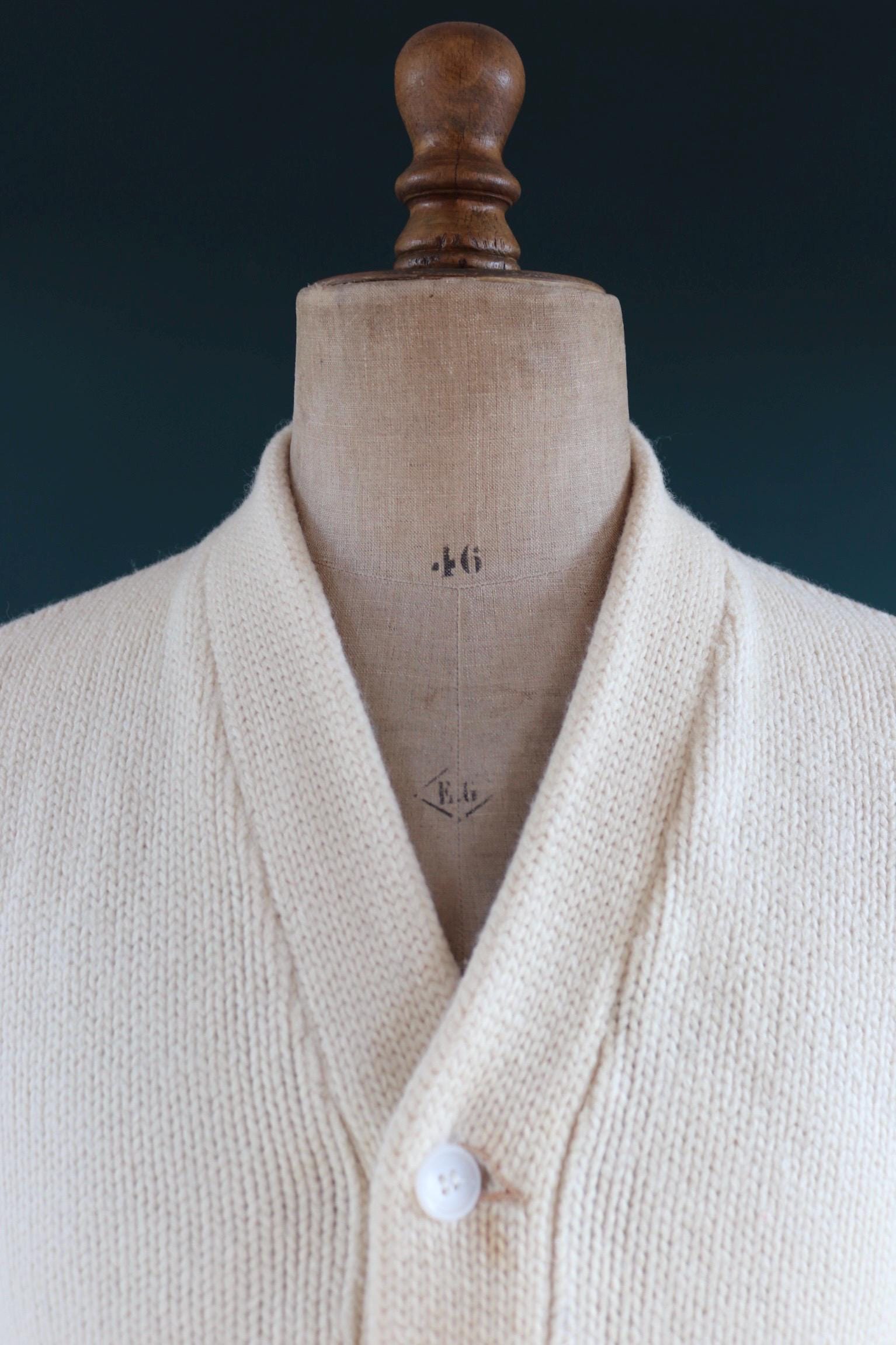 Vintage wool college sweater - 1960s knitted cardigan - original Ivy jumper - 39” chest