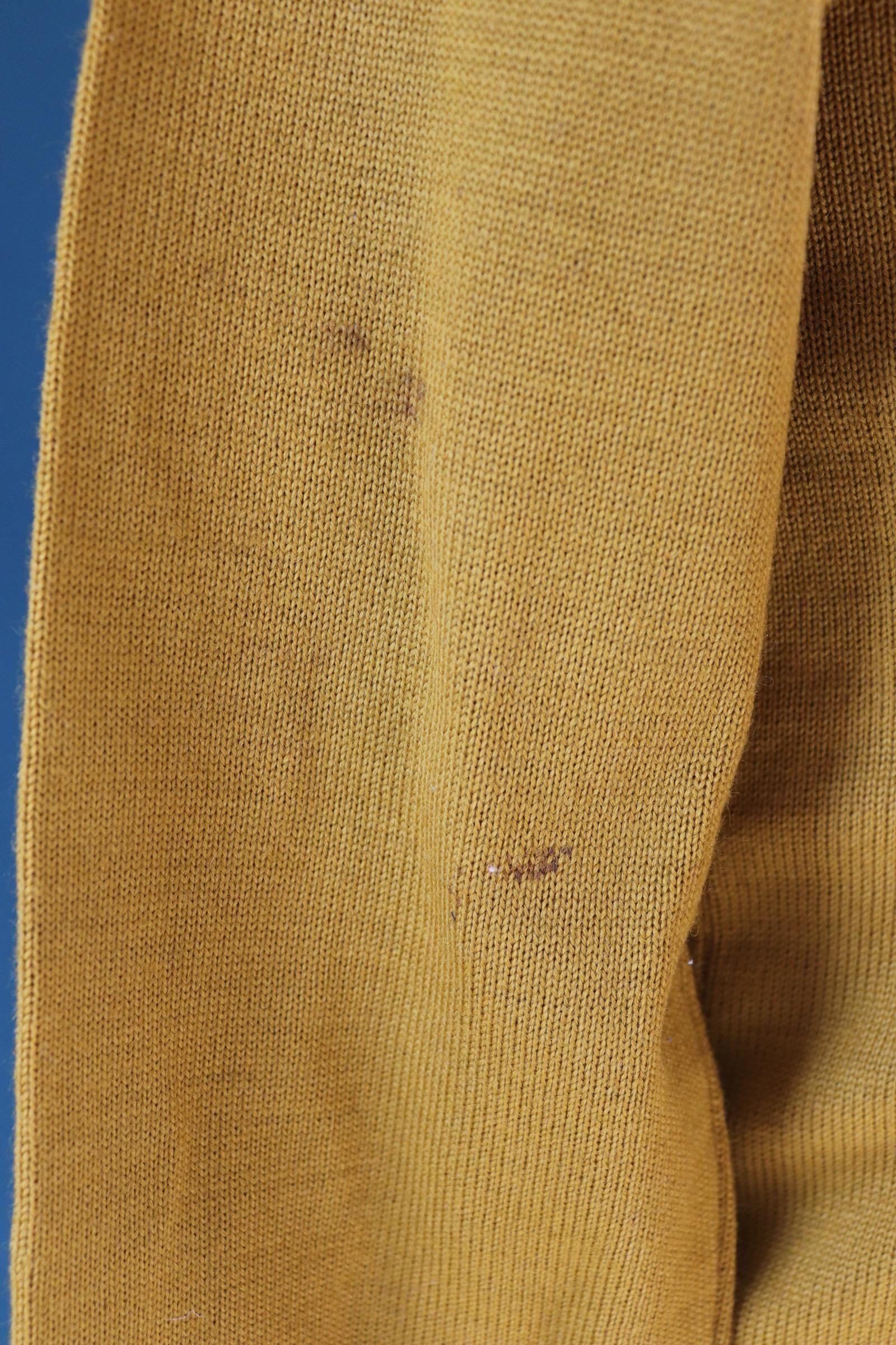 Vintage 1960s mustard wool sweater - gold varsity knit - Ivy League style - chenille patch - 40” chest