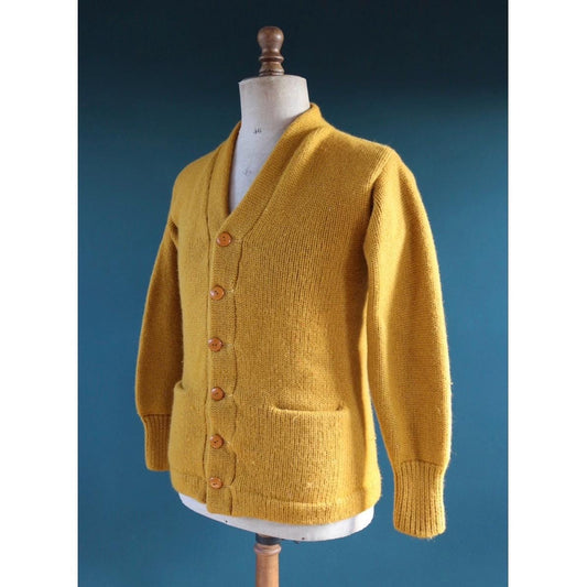 Vintage 1960s thick wool varsity sweater - knitted cardigan - Ivy League style - 38” chest