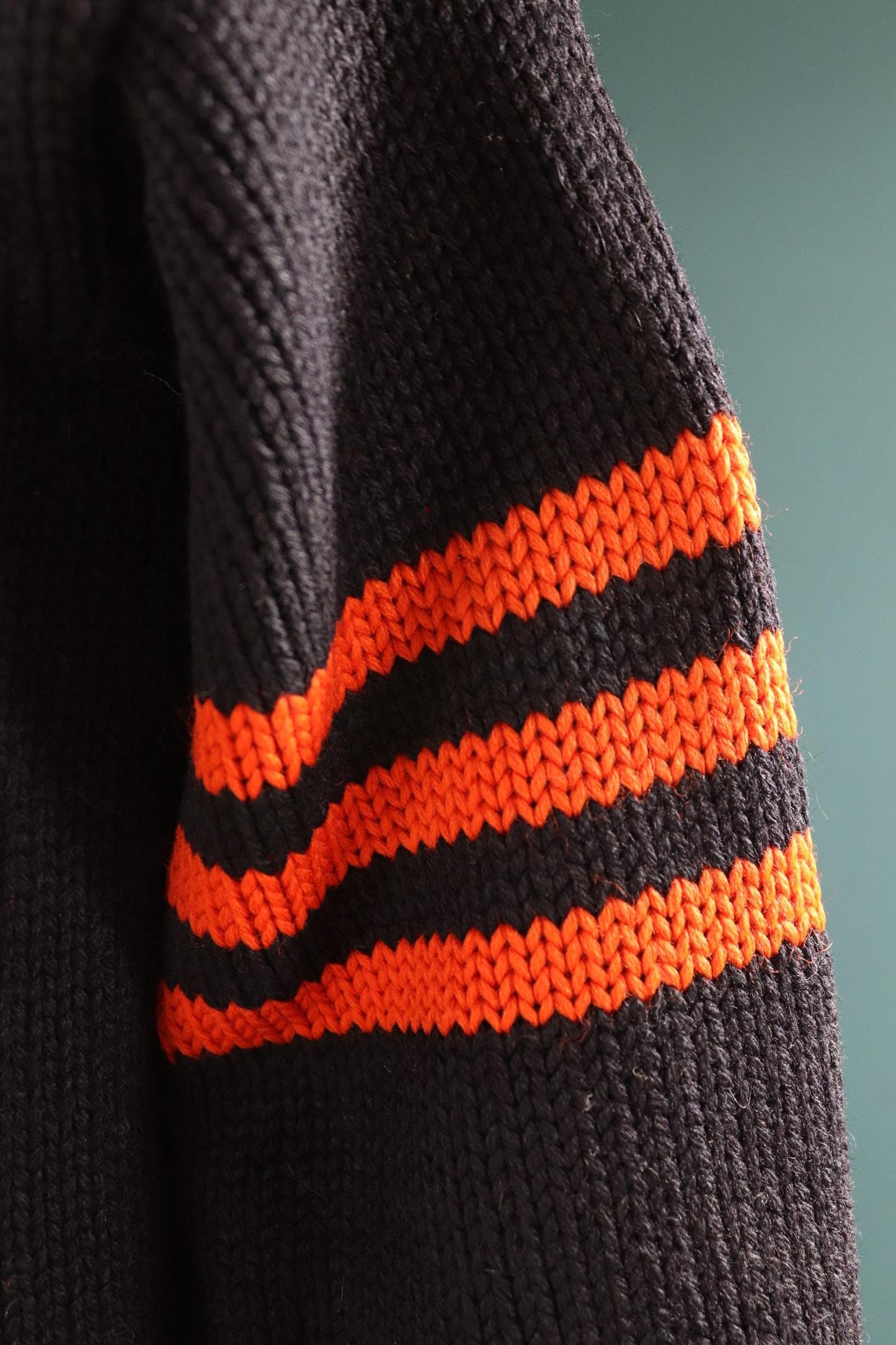 Vintage Princeton sweater - 1940s varsity knit - black wool cardigan - 38” chest