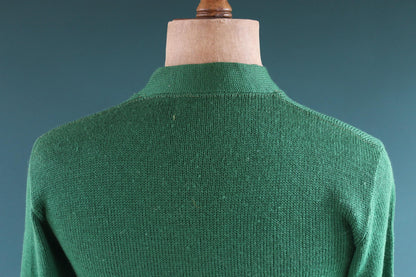 Vintage 1950s green wool college sweater - knitted varsity jumper - Ivy League style - 36” chest