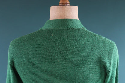 Vintage 1950s green wool college sweater - knitted varsity jumper - Ivy League style - 36” chest