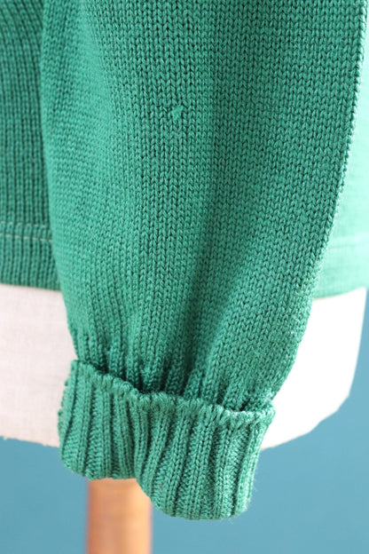Vintage 1950s green wool college sweater - knitted varsity jumper - Ivy League style - 36” chest