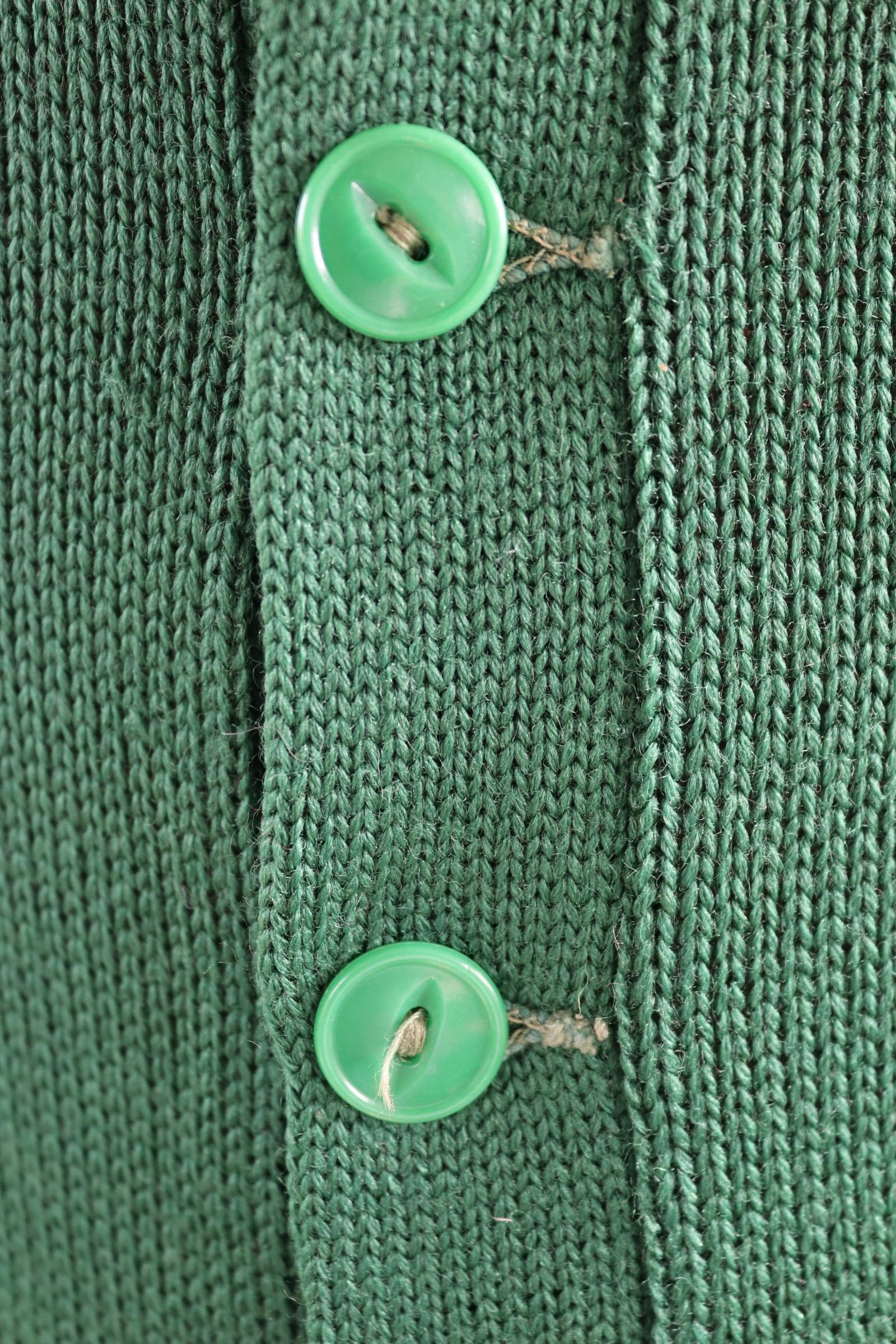 Vintage 1950s green wool college sweater - knitted varsity jumper - Ivy League style - 36” chest
