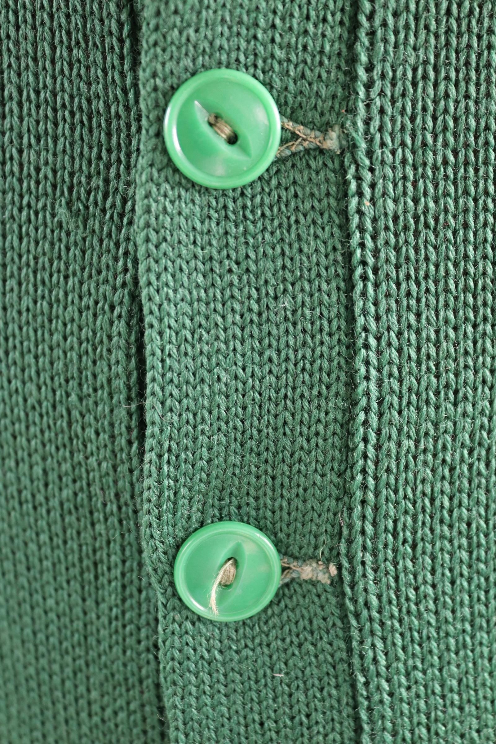 Vintage 1950s green wool college sweater - knitted varsity jumper - Ivy League style - 36” chest