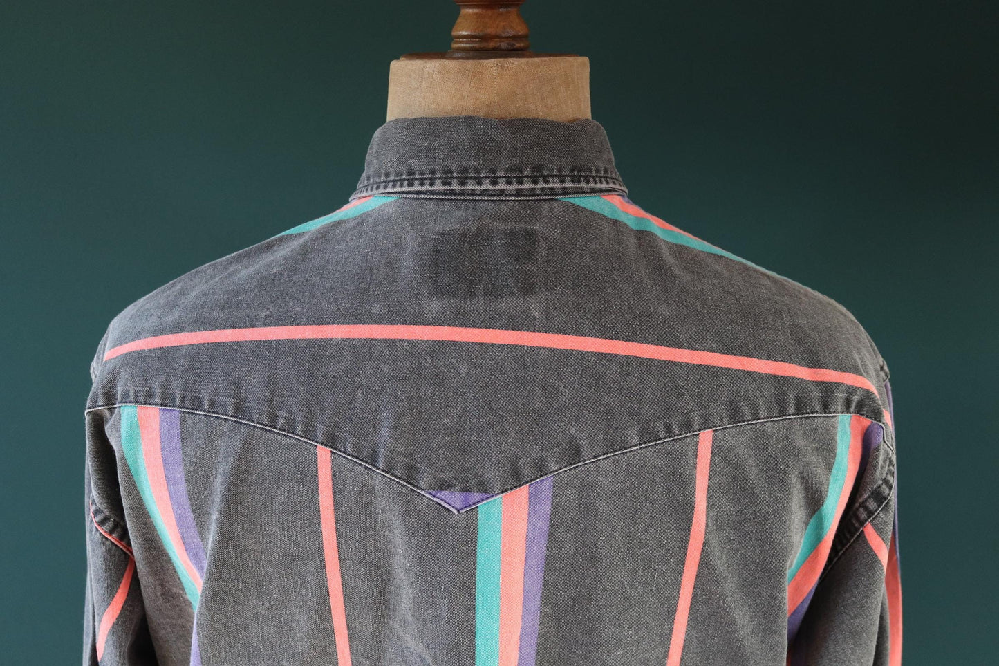 Vintage 1990s Wrangler Brushpopper shirt - faded black - Western - 52" chest