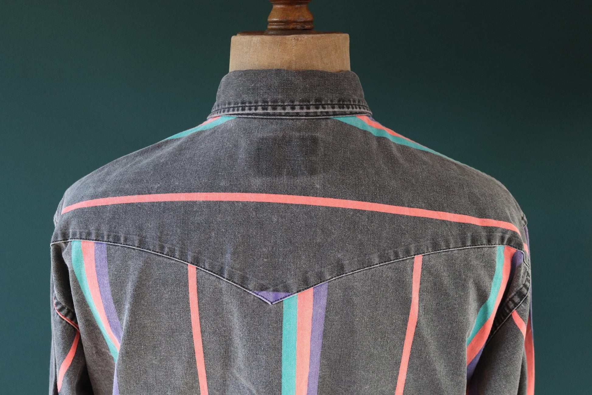 Vintage 1990s Wrangler Brushpopper shirt - faded black - Western - 52" chest